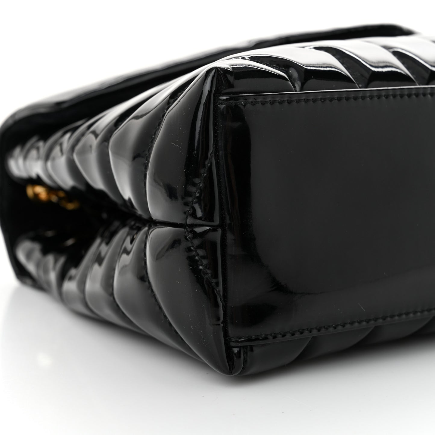 Patent Y Quilted Monogram Small Loulou Chain Satchel Black