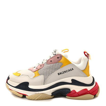 Balenciaga Mesh Nubuck Womens Triple S Sneakers 41 White Gris Jaune Rose 1 of 8