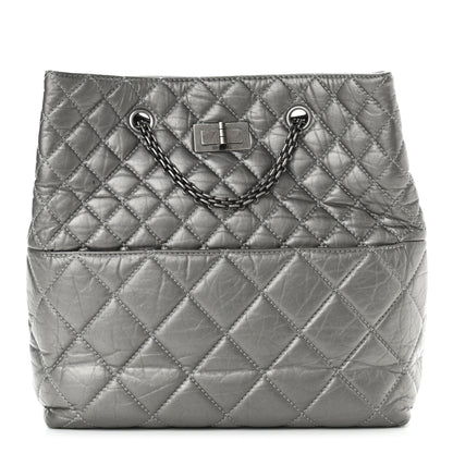 Chanel Metallic Aged Calfskin Quilted Reissue 2.55 Tote Dark Grey 1 of 12