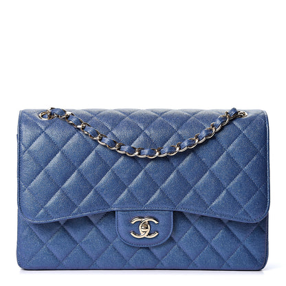 Chanel Iridescent Caviar Quilted Jumbo Double Flap Dark Blue 1 of 9