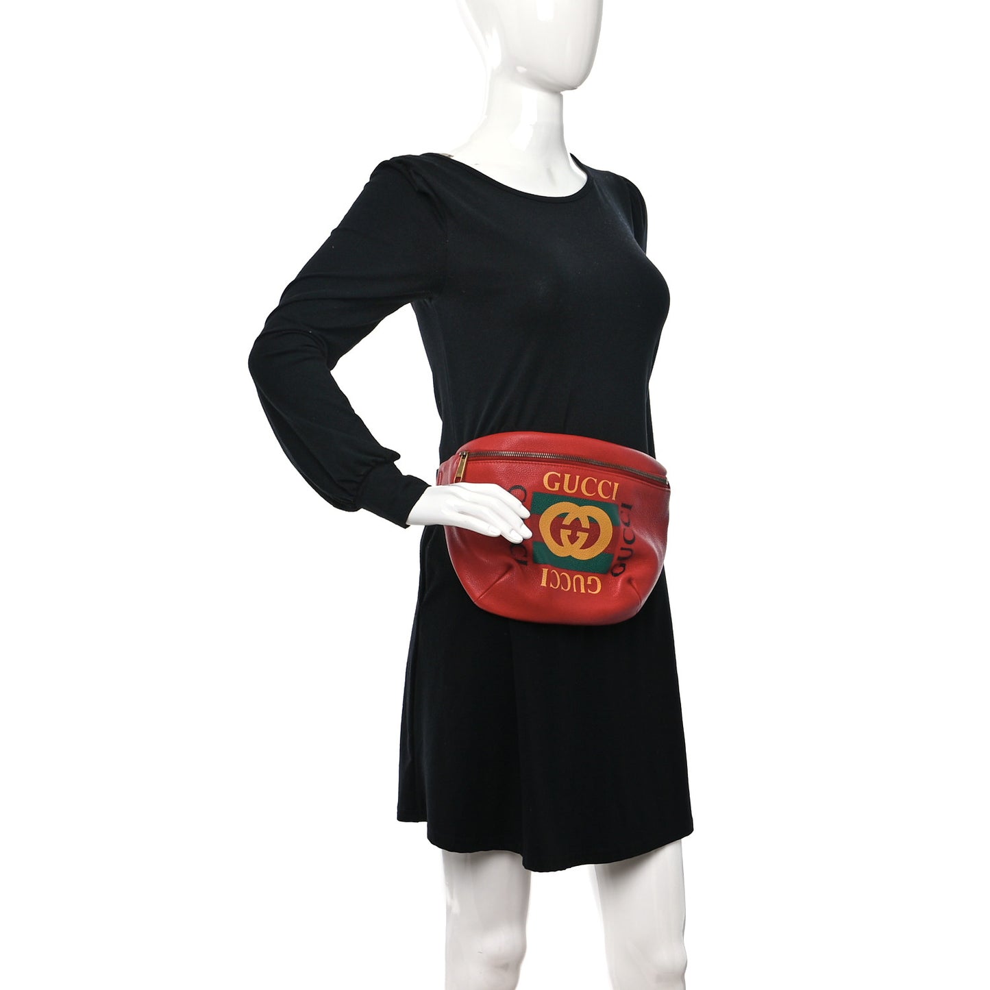 Grained Calfskin Logo Belt Bag Hibiscus Red