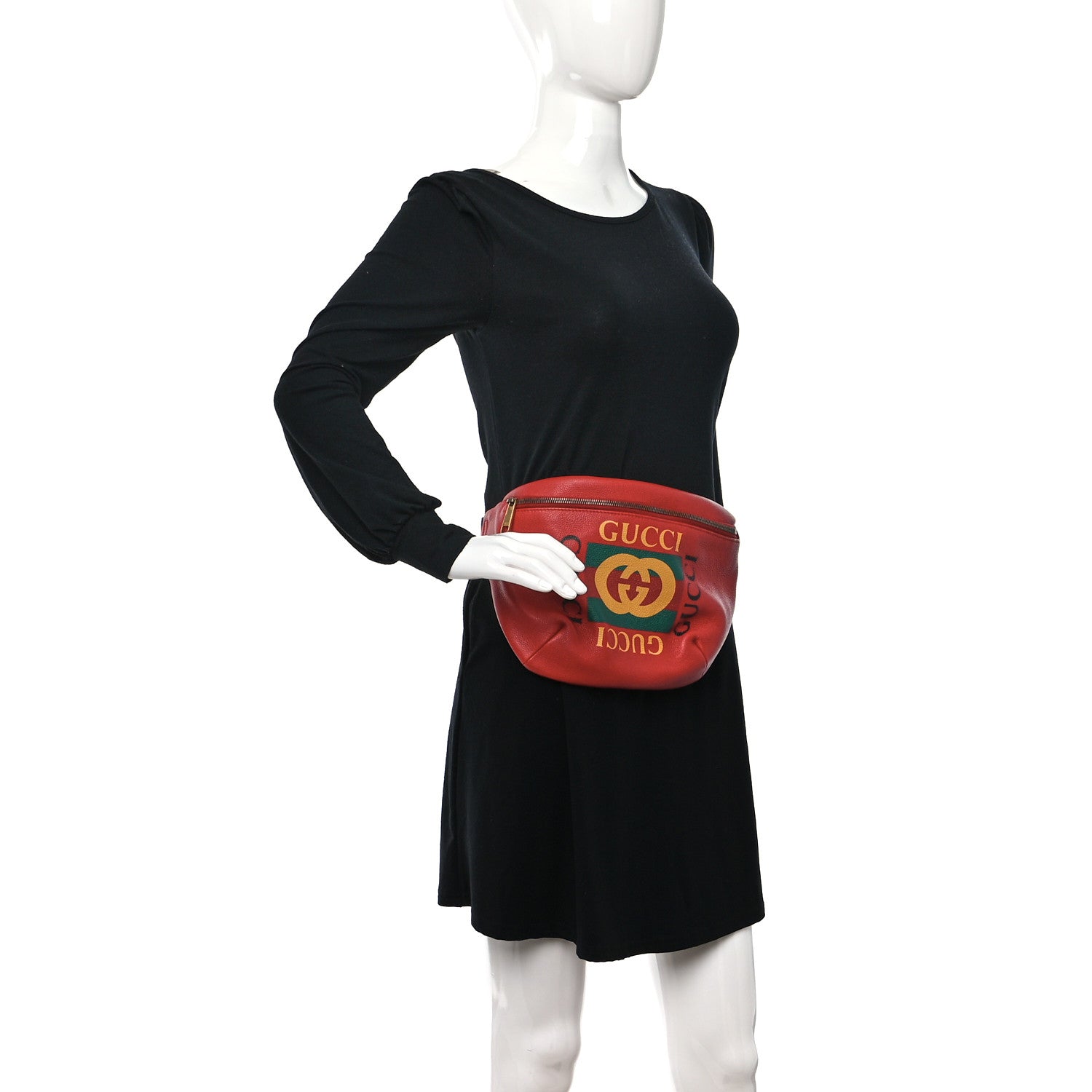 Gucci Grained Calfskin Logo Belt Bag Hibiscus Red 3 of 9