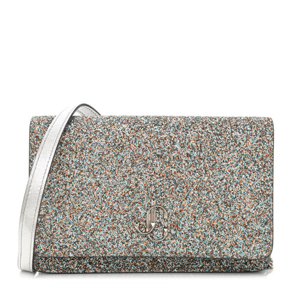 Jimmy Choo Glitter Palace Wallet On Chain Silver Multicolor 1 of 7