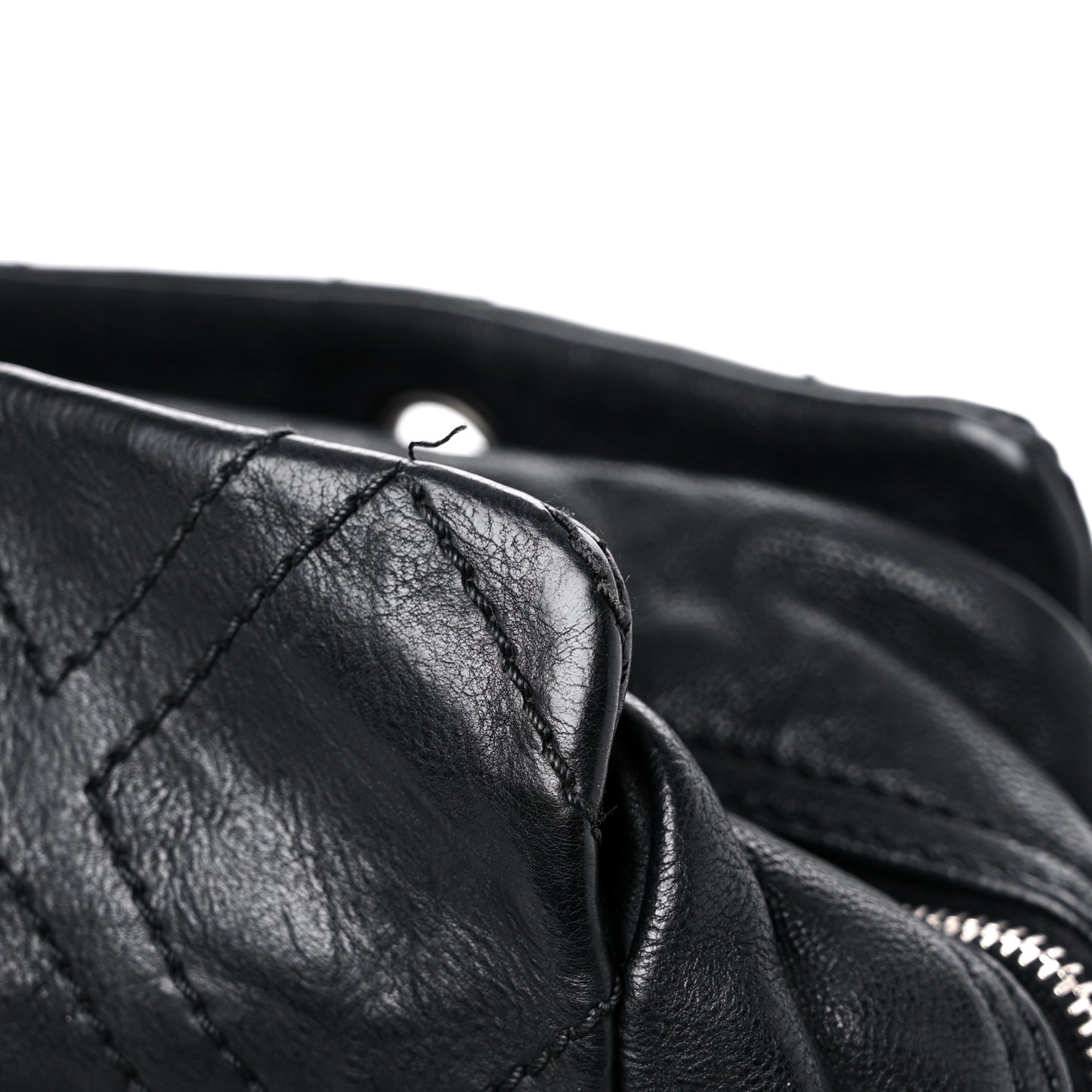 Calfskin Large Diamond Stitch Tote Black