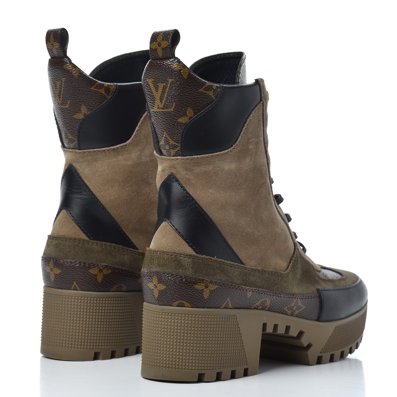 Louis Vuitton Suede Calfskin Monogram Laureate Platform Desert Boots 38.5 Beige 4 of 17