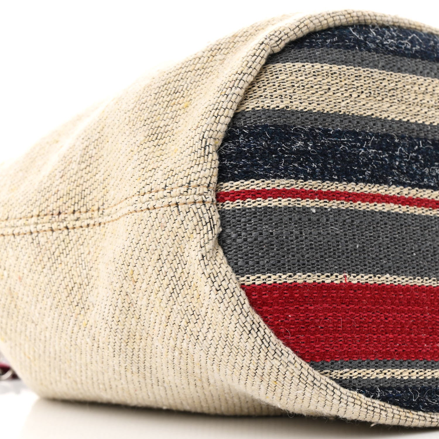Chanel Striped Canvas Deauville Drawstring Bag Beige 9 of 11