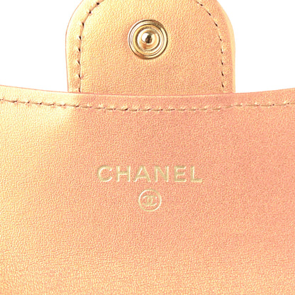Chanel Metallic Lambskin Quilted Flap Card Holder Wallet Gold 6 of 8
