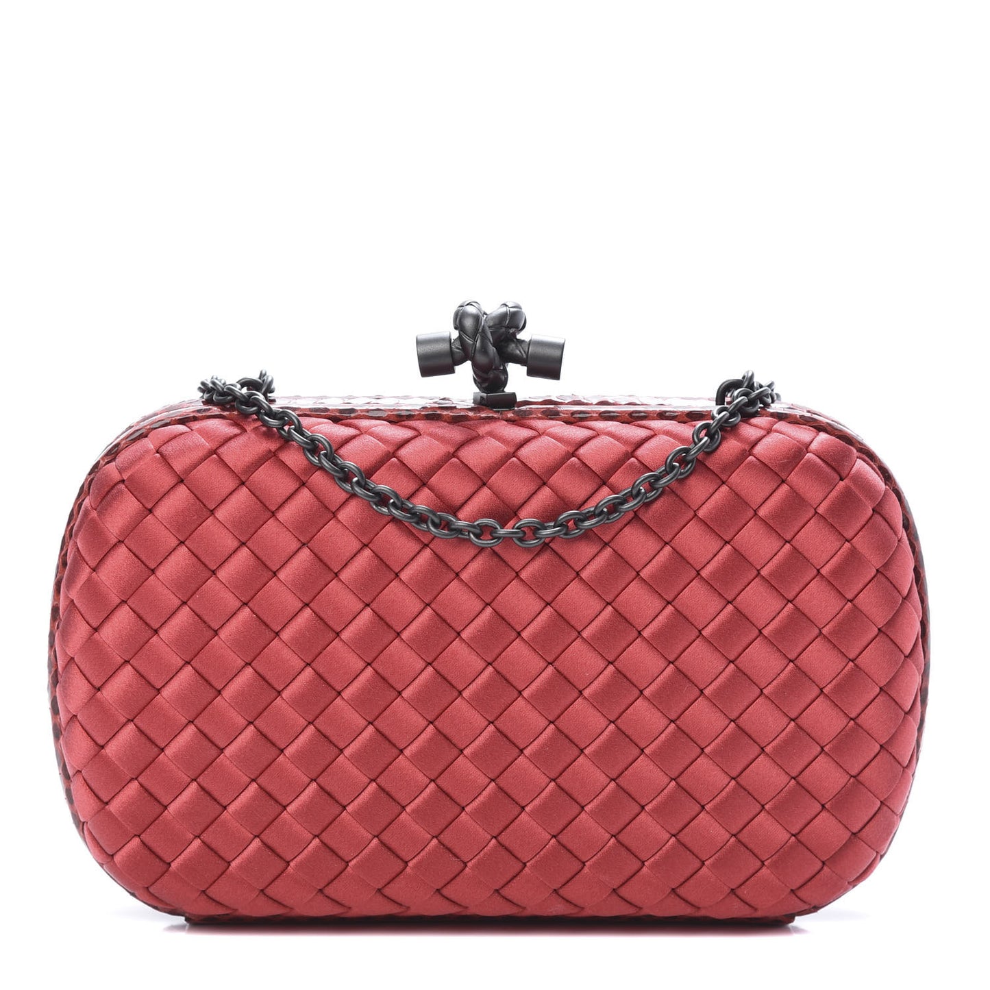 Satin Ayers Intrecciato Chain Knot Clutch Boucher