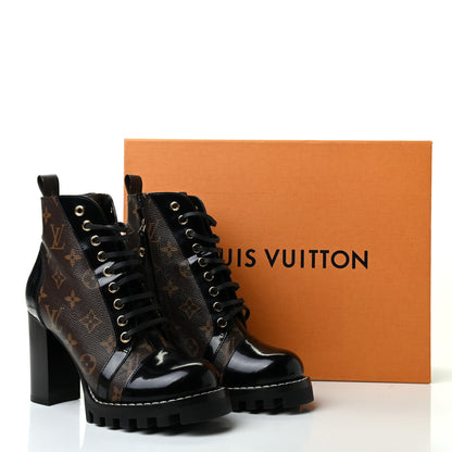 Louis Vuitton Patent Calfskin Monogram Star Trail Ankle Boots 37.5 Black 10 of 10