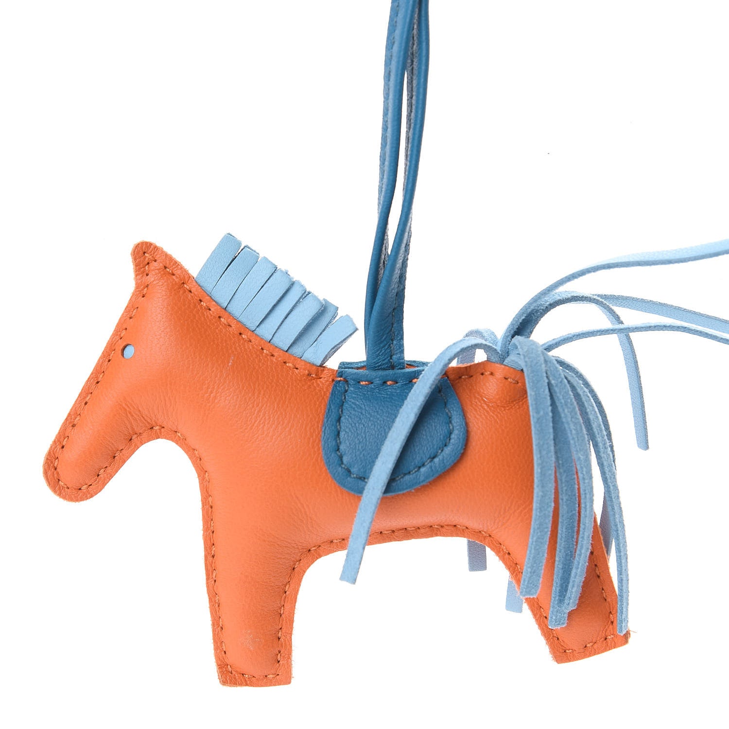 Hermes Milo Lambskin Grigri Rodeo Horse Bag Charm PM Feu Celeste Bleu Izmir 3 of 4
