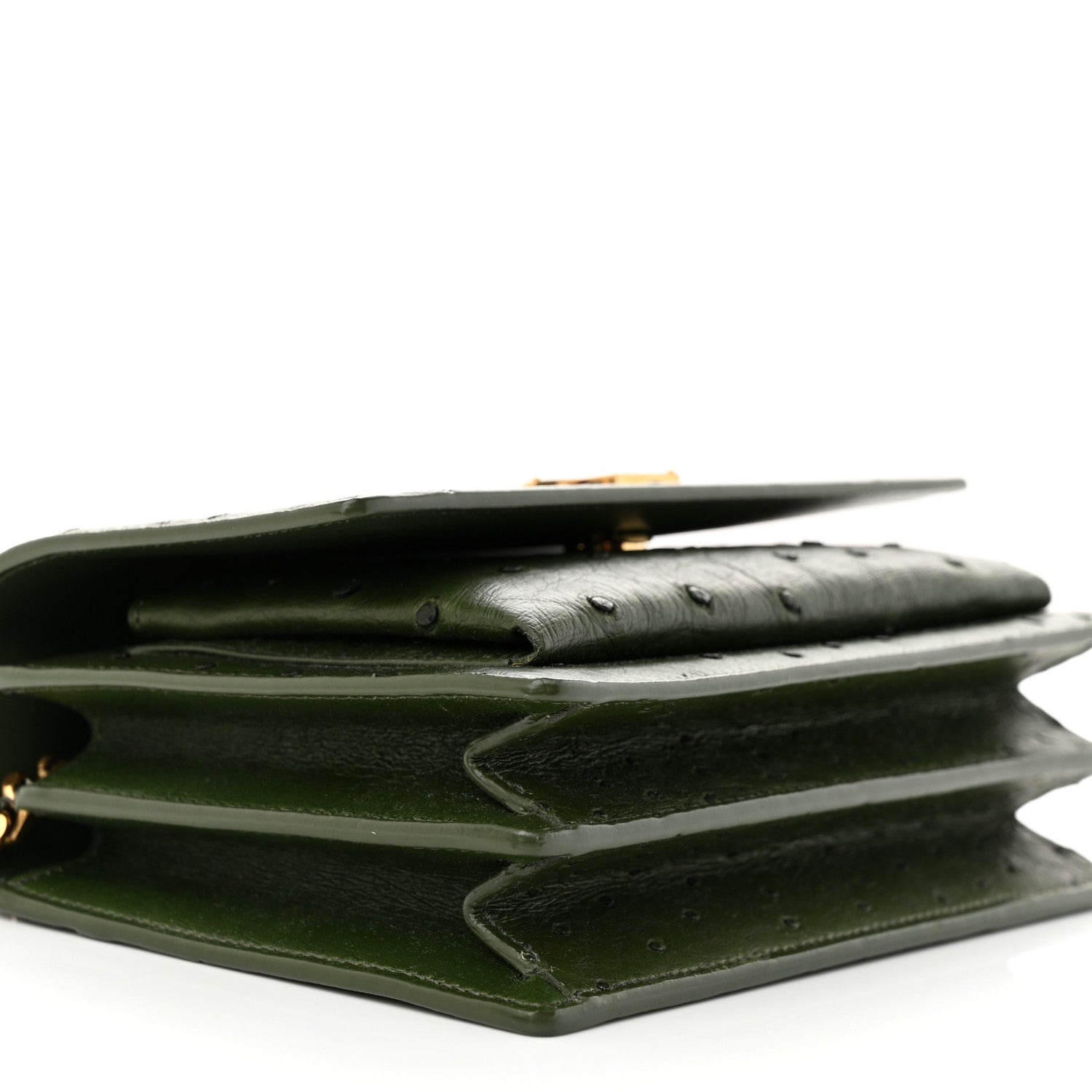 Saint Laurent Soft Ostrich Small Monogram Sunset Vert Olive 8 of 10