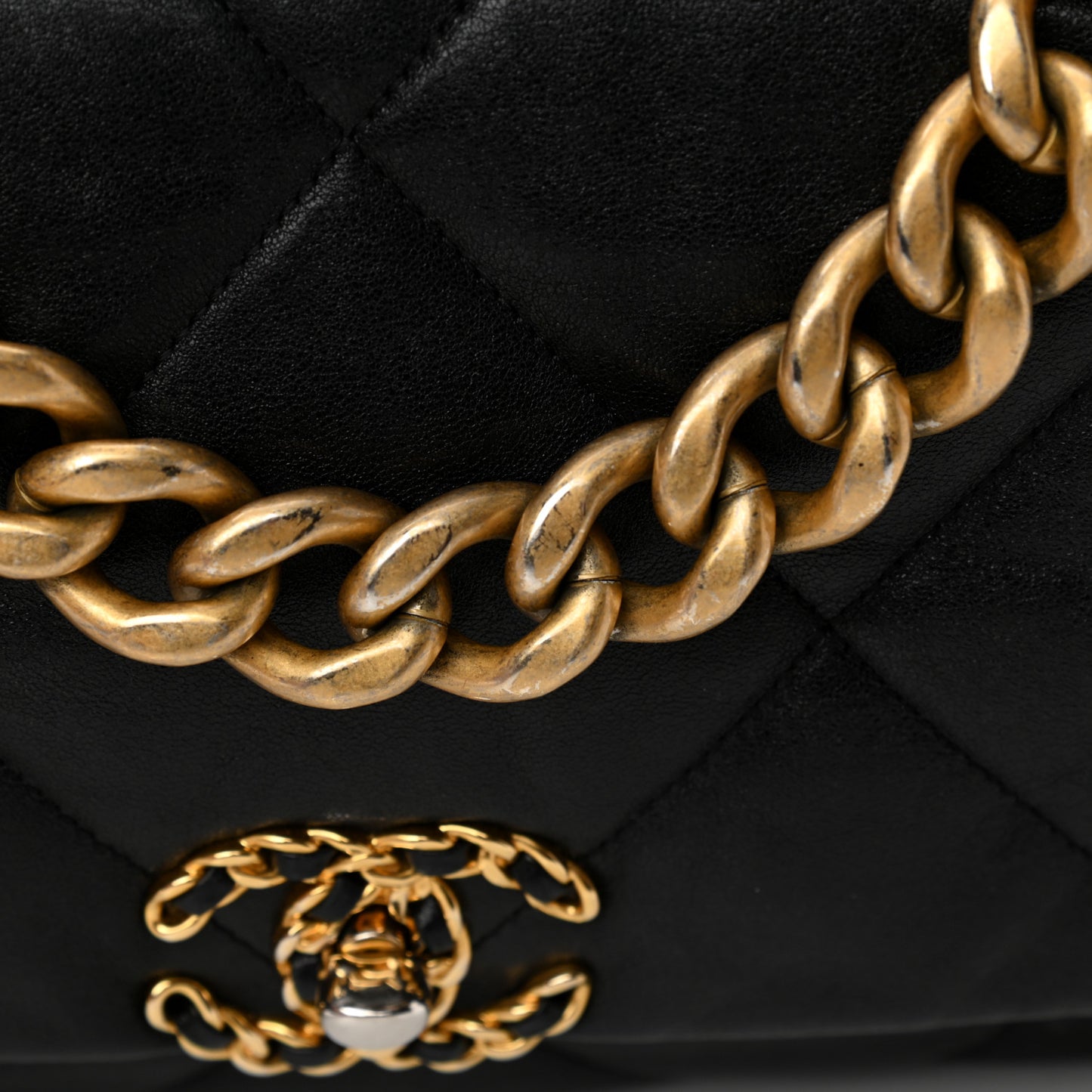 Goatskin Quilted Large Chanel 19 Flap Black