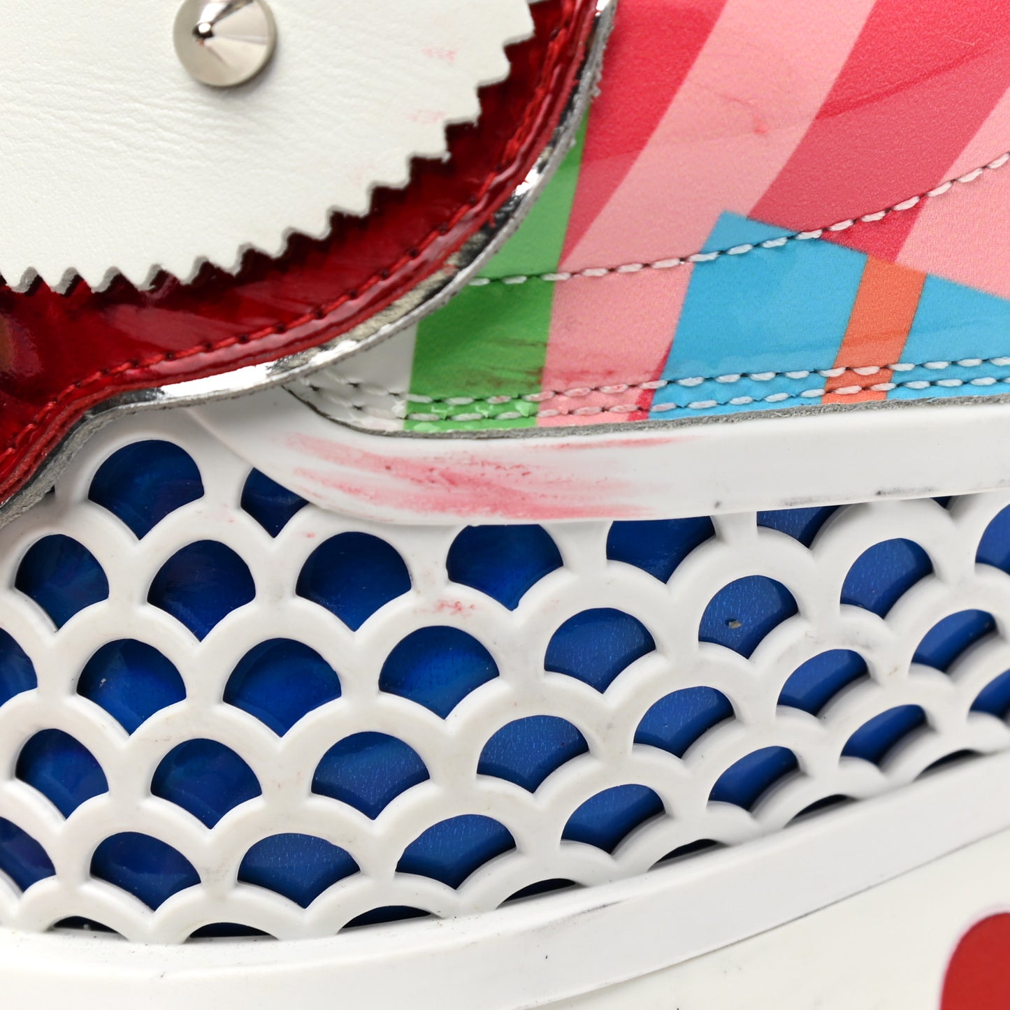 Calfskin Patent Swimming Pool Womens Loubishark Sneakers 36.5 Multicolor