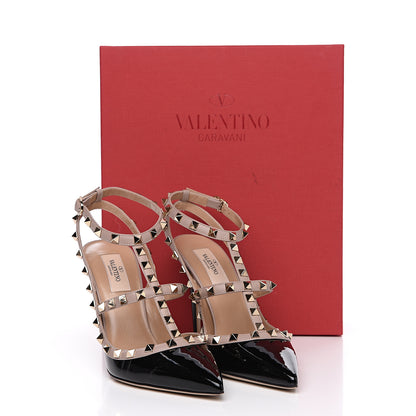 Valentino Garavani Patent Nappa Rockstud Ankle Strap 100mm Pumps 39.5 Black Poudre 9 of 9