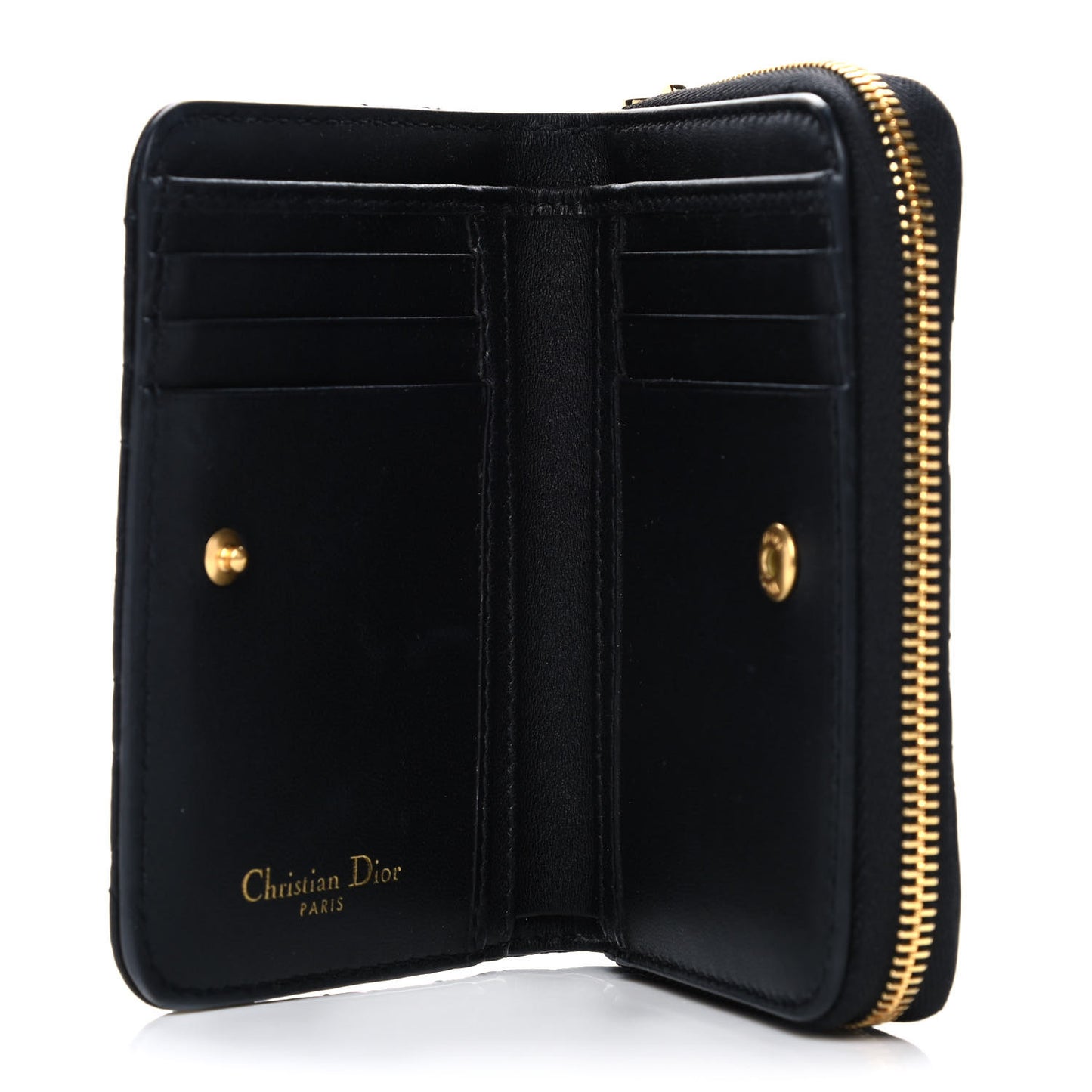 Grained Calfskin Supple Cannage Caro Scarlet Zipped Wallet Black