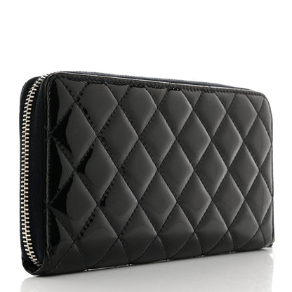 Chanel Patent Quilted Zip Around Wallet Navy 3 of 8