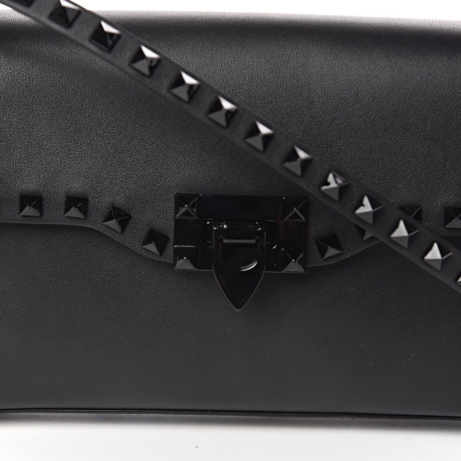 Valentino Garavani Vitello Monochrome Medium Rockstud Flip Lock Crossbody Bag Black 9 of 9