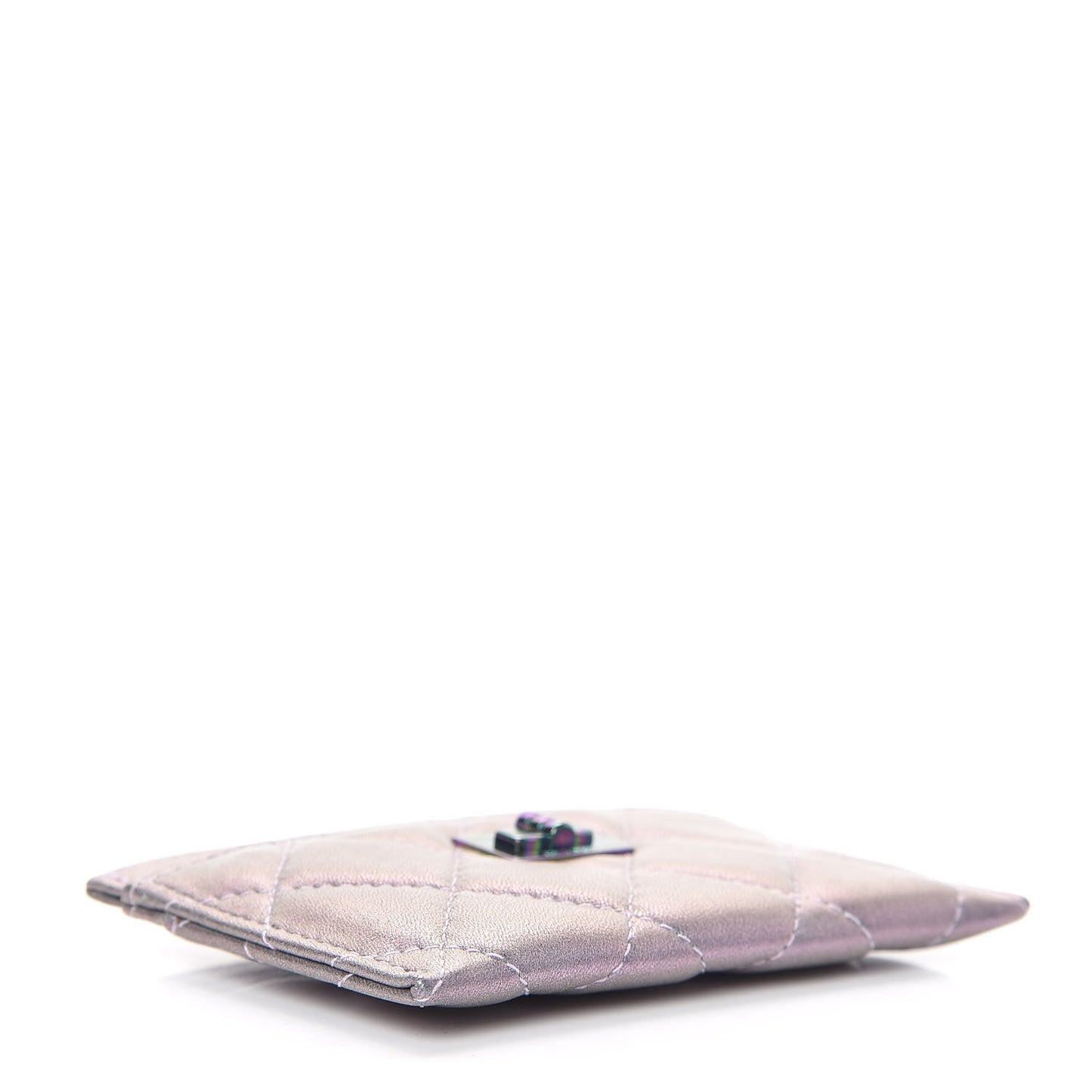 Iridescent Lambskin Quilted Reissue Card Holder Light Purple