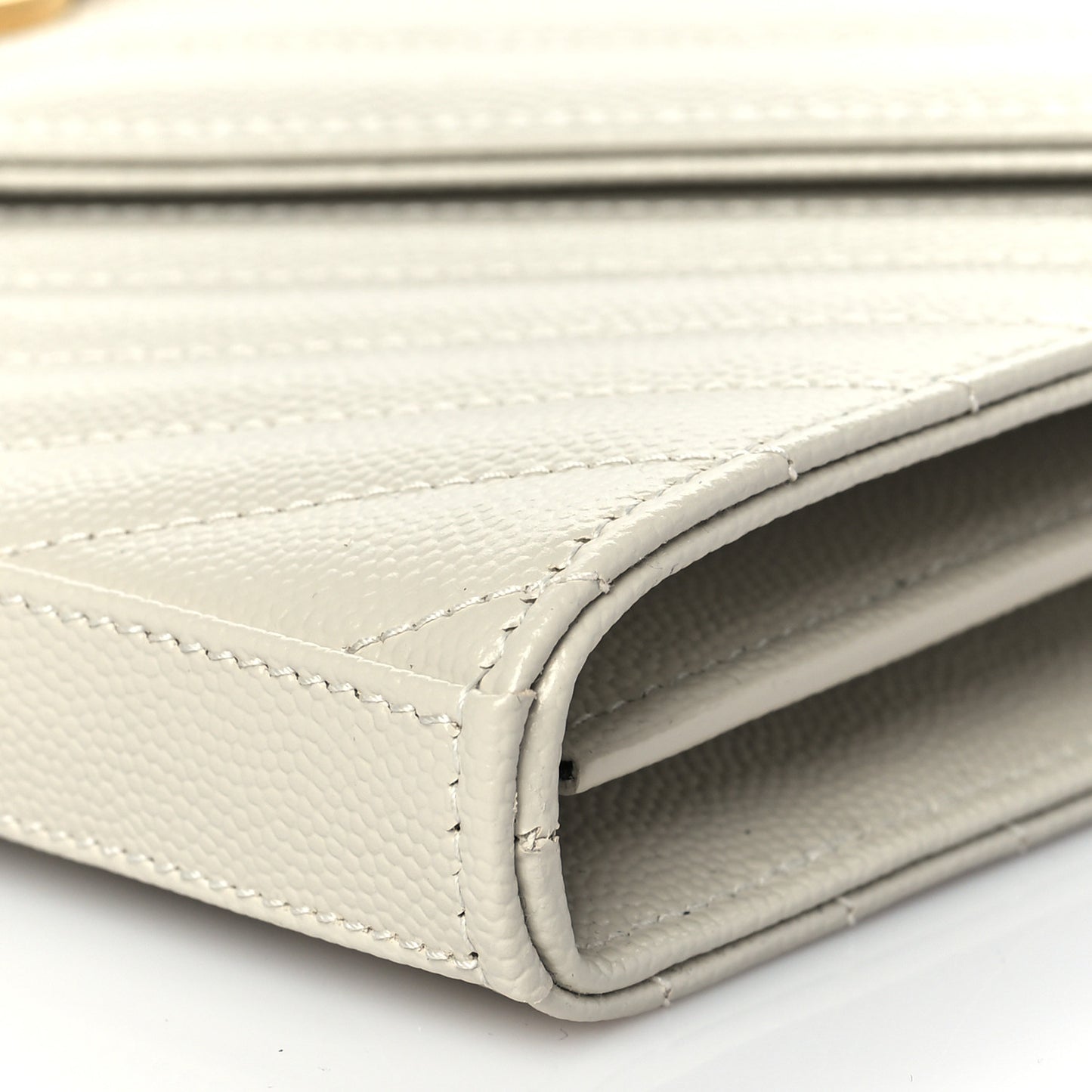 Grain De Poudre Matelasse Chevron Monogram Chain Wallet Blanc Vintage