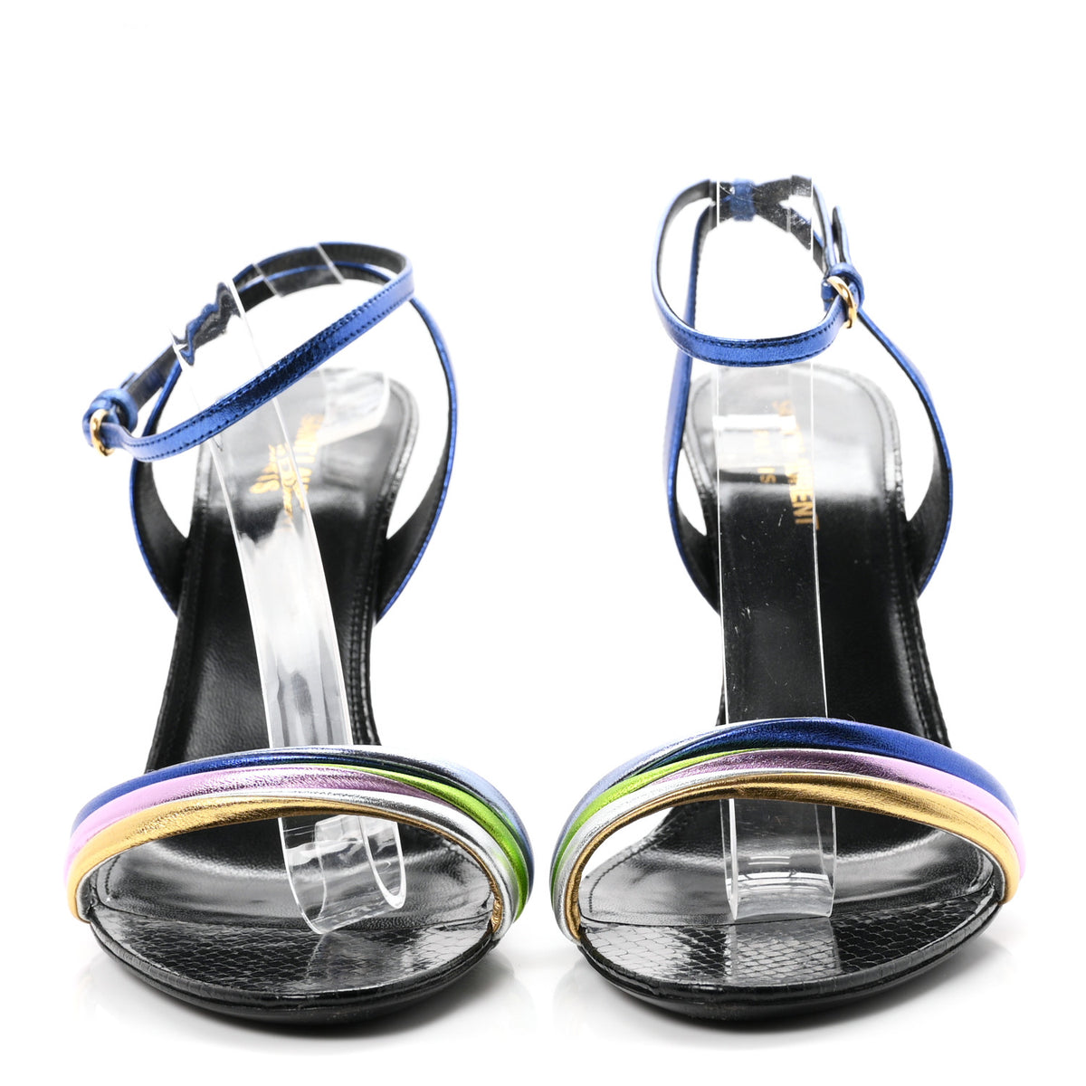 Saint Laurent Metallic Calfskin Manhattan Ankle Strap Sandal 40 Multicolor 3 of 9
