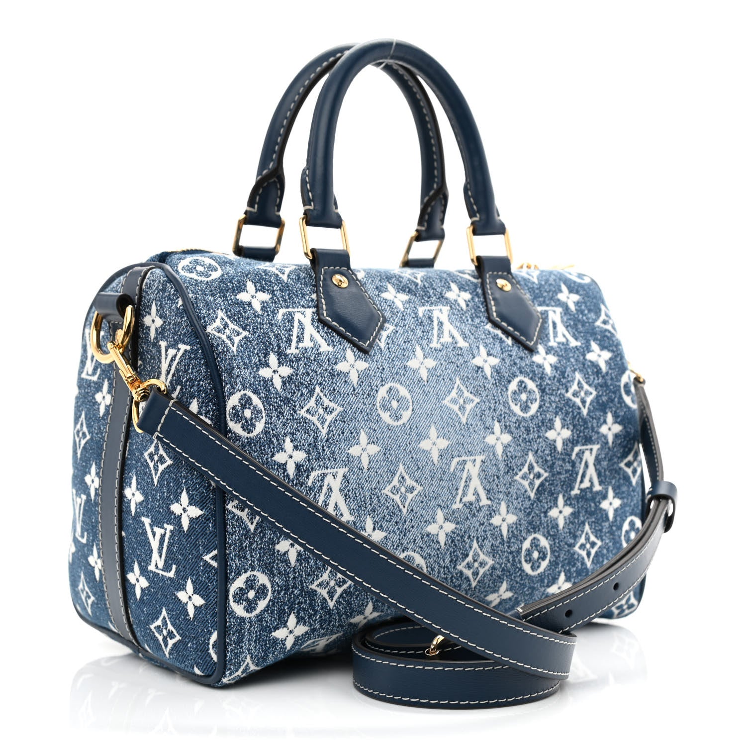 Louis Vuitton Monogram Jacquard Denim Speedy Bandouliere 25 Bleu 3 of 11