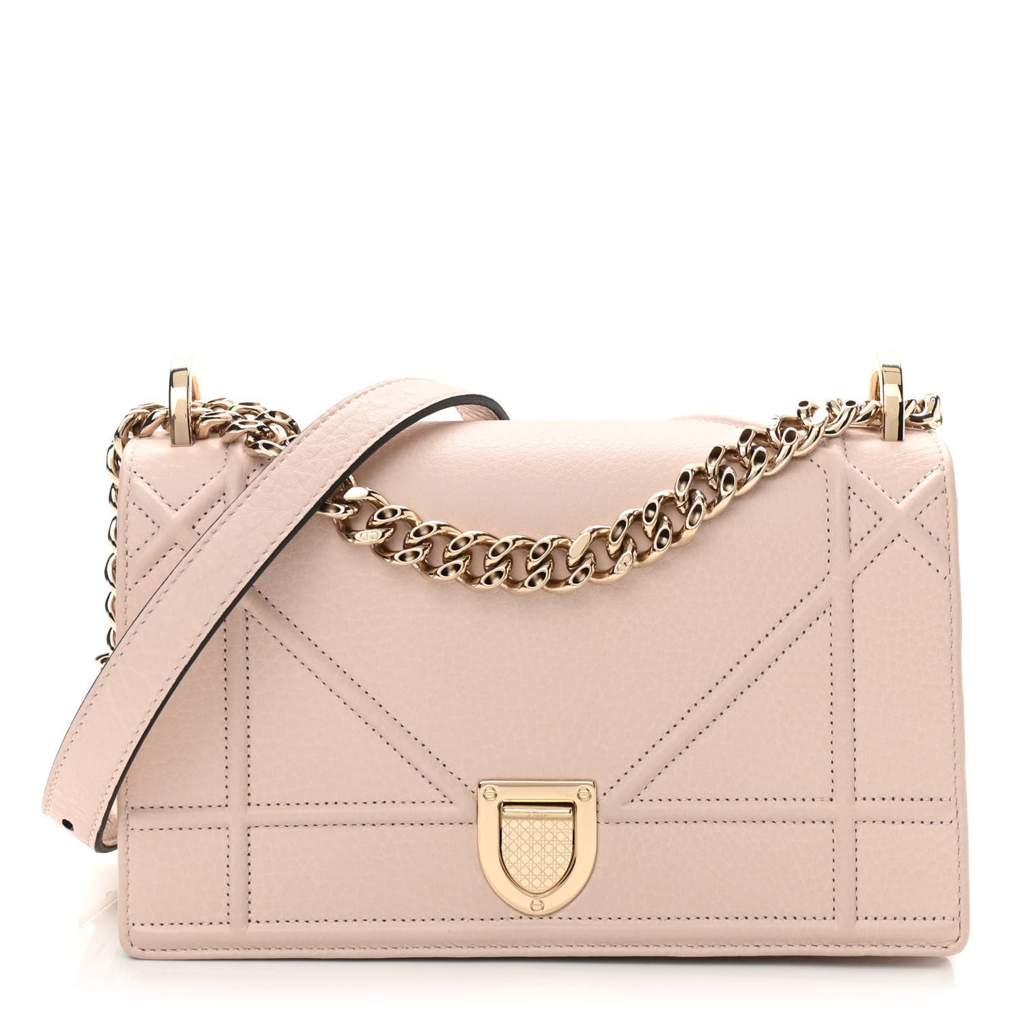 Grained Calfskin Small Diorama Flap Bag Rose Poudre