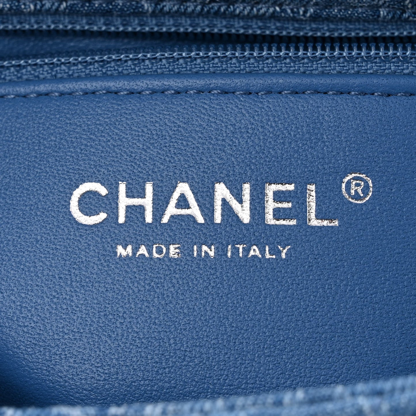 Denim Quilted Camellia Sweetheart Mini Flap Blue