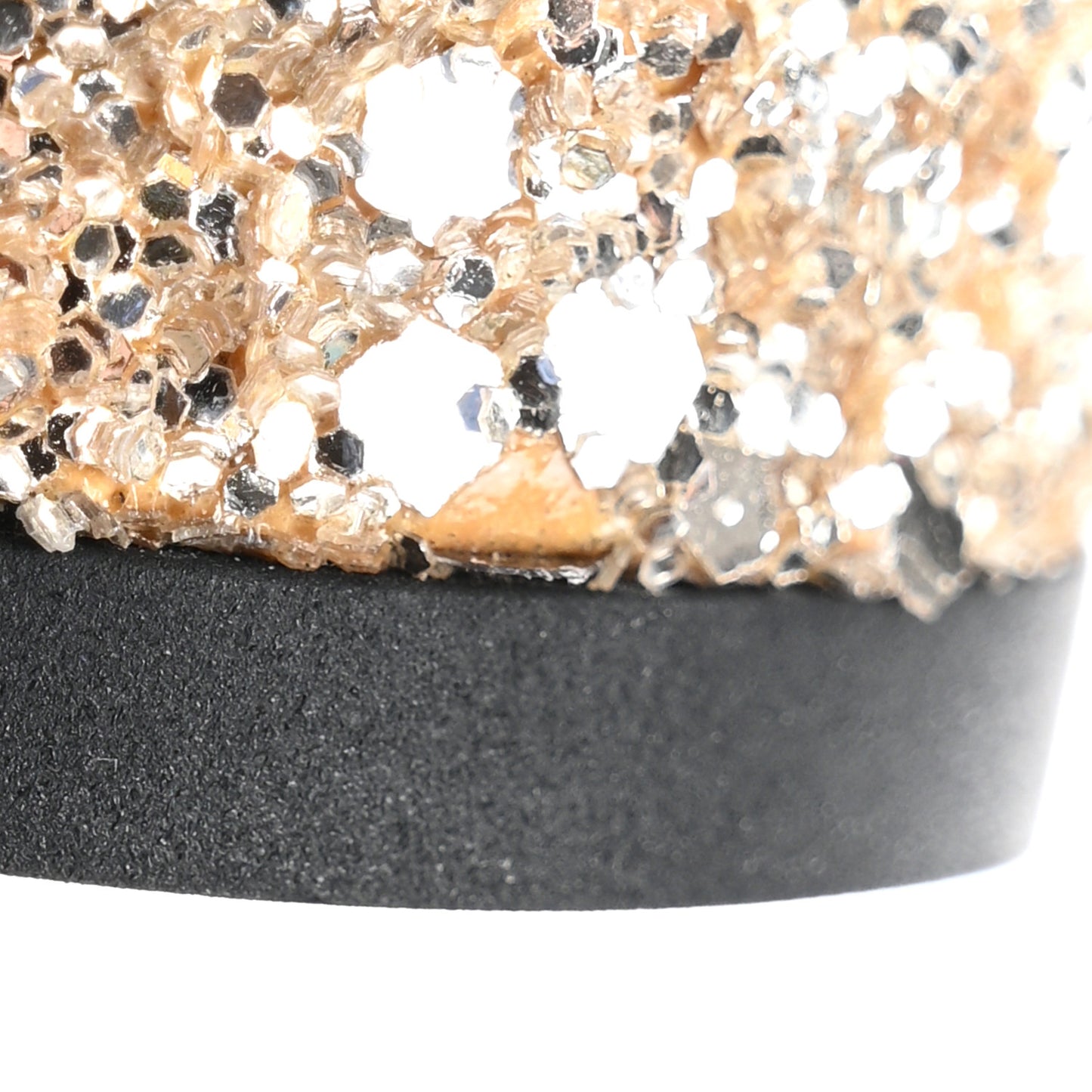 Glitter Lambskin Cap Toe CC Mary Jane Pumps 36 Light Gold Black