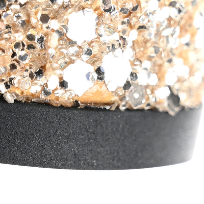 Chanel Glitter Lambskin Cap Toe CC Mary Jane Pumps 36 Light Gold Black 10 of 12