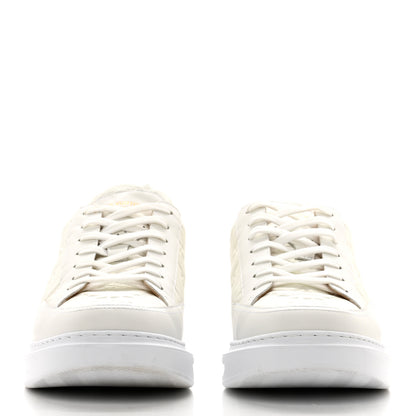 Louis Vuitton Grained Calfskin Embossed Monogram Mens Beverly Hills Sneakers 8 White 2 of 9