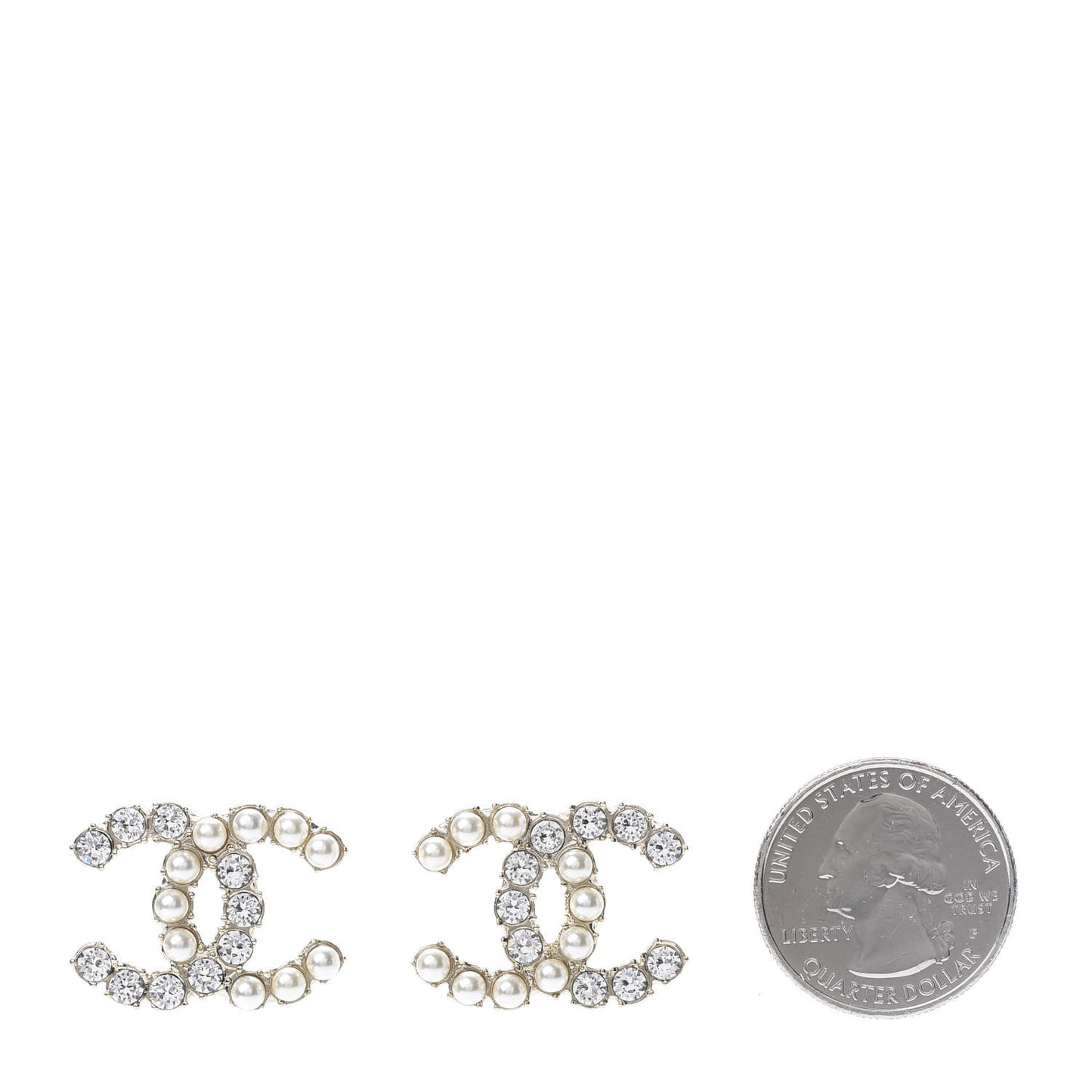 Crystal Pearl CC Dazzling Domino Earrings Gold