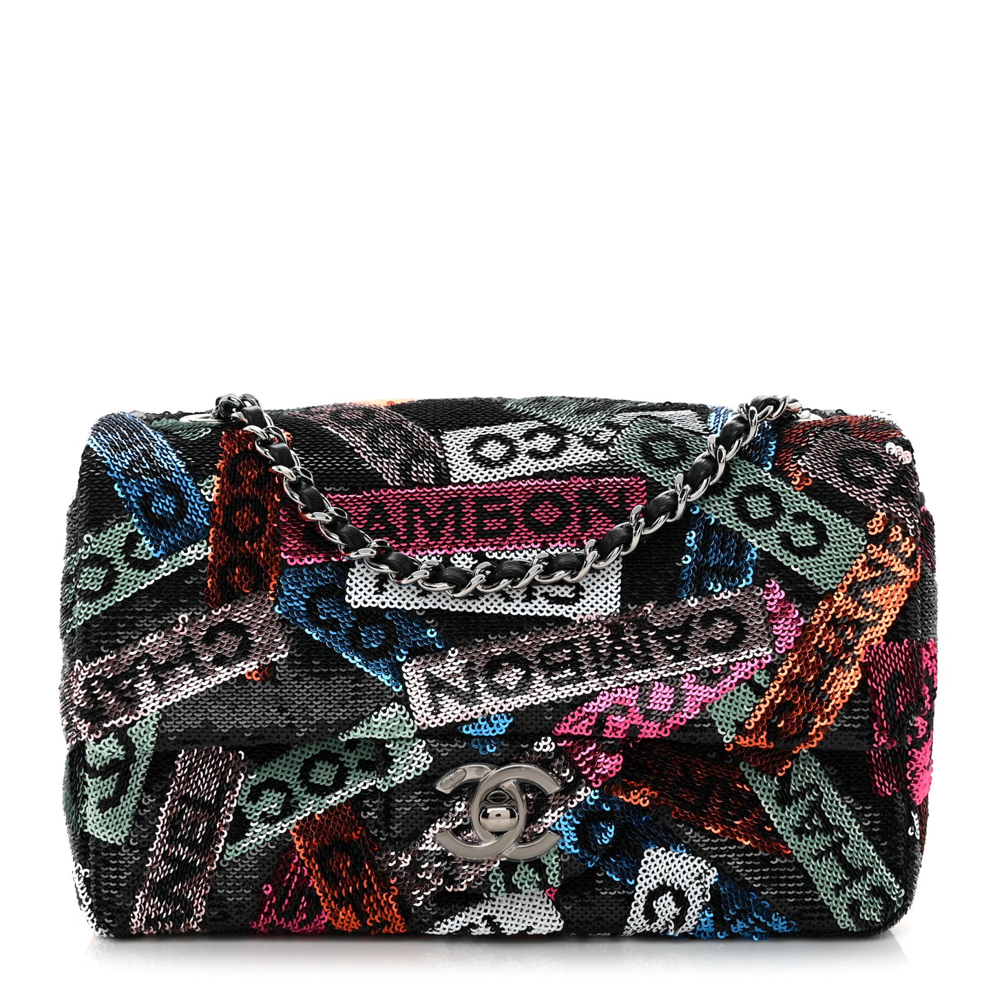 Sequin Logo Small Flap Ruthenium Multicolor