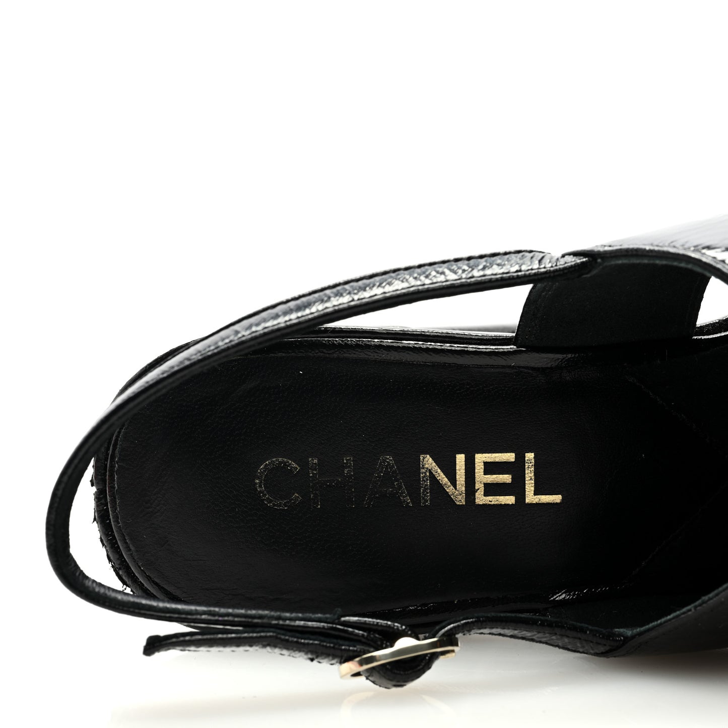 Crumpled Patent Lambskin Platform Sandals 39 Black