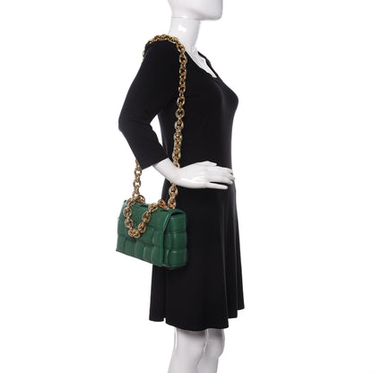 Bottega Veneta Lambskin Maxi Intreccio Padded Chain Cassette Crossbody Bag Racing Green 2 of 12