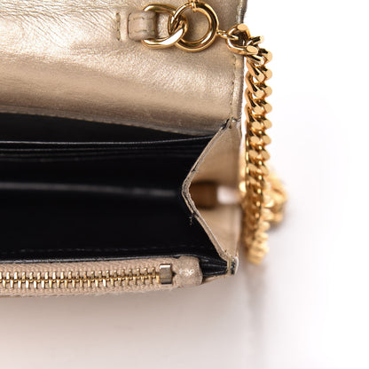 Saint Laurent Metallic Fabric Monogram Envelope Chain Wallet Light Gold 10 of 18