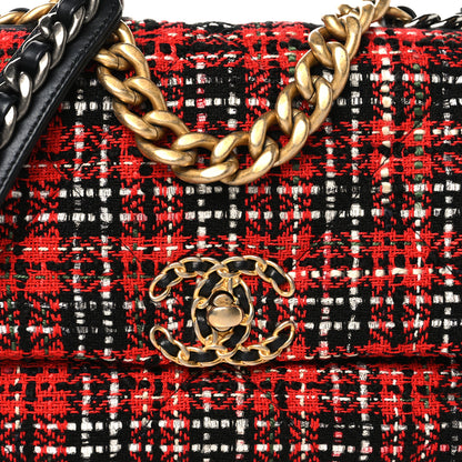 Chanel Tweed Quilted Medium Chanel 19 Flap Red Black 8 of 10