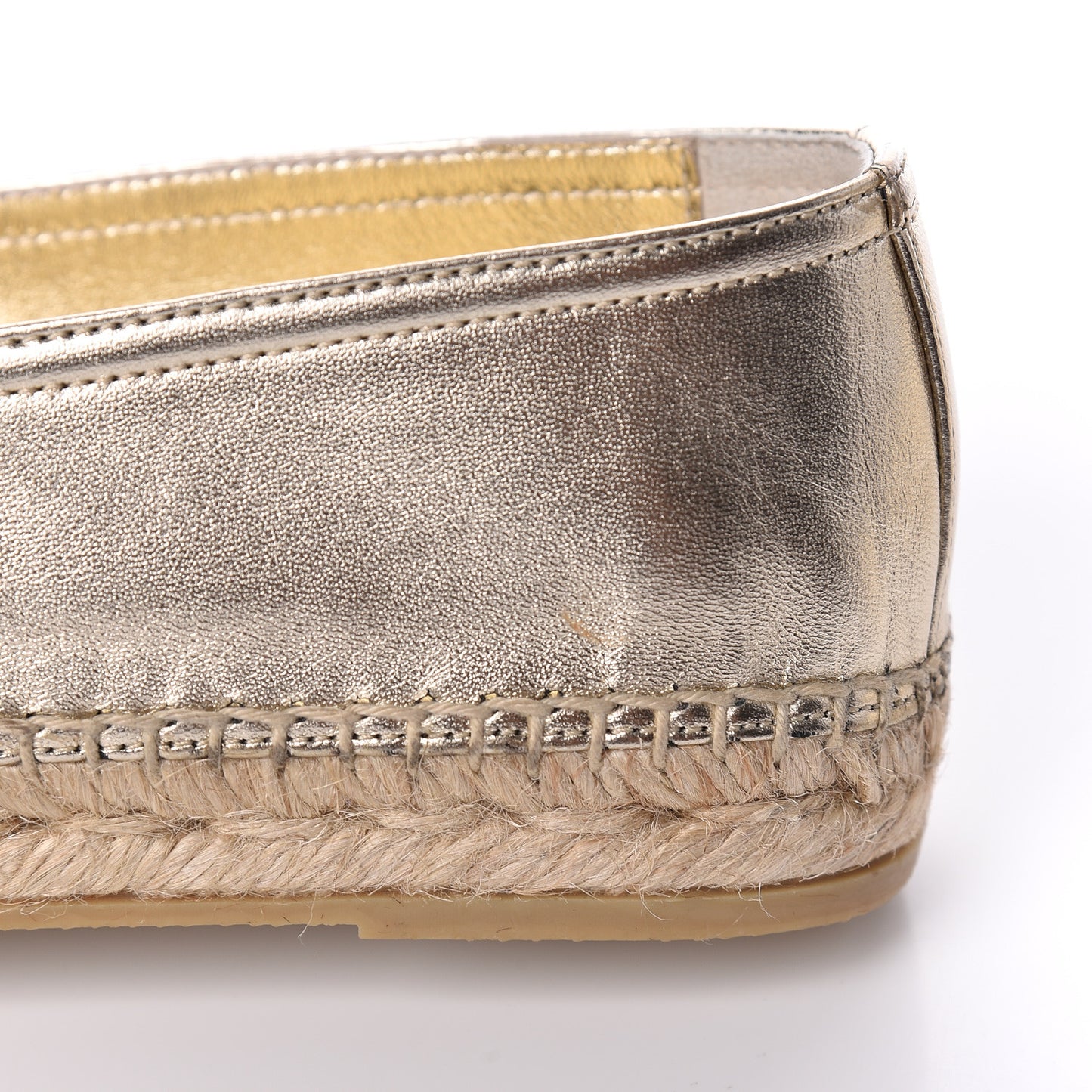 Metallic Lambskin Monogram Espadrilles 38.5 Gold