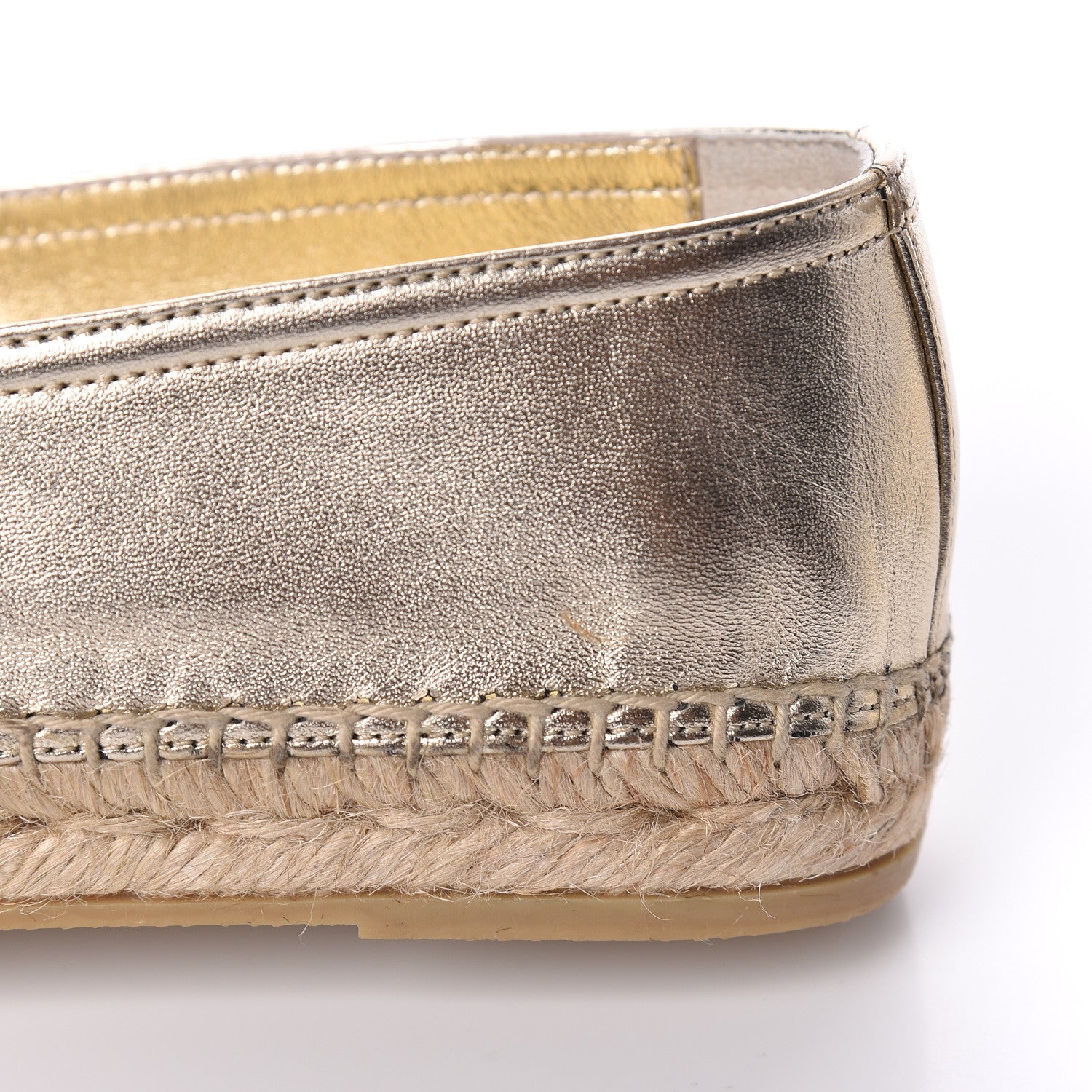 Saint Laurent Metallic Lambskin Monogram Espadrilles 38.5 Gold 10 of 11