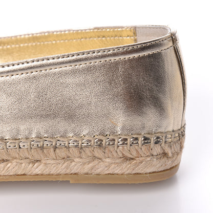 Saint Laurent Metallic Lambskin Monogram Espadrilles 38.5 Gold 10 of 11