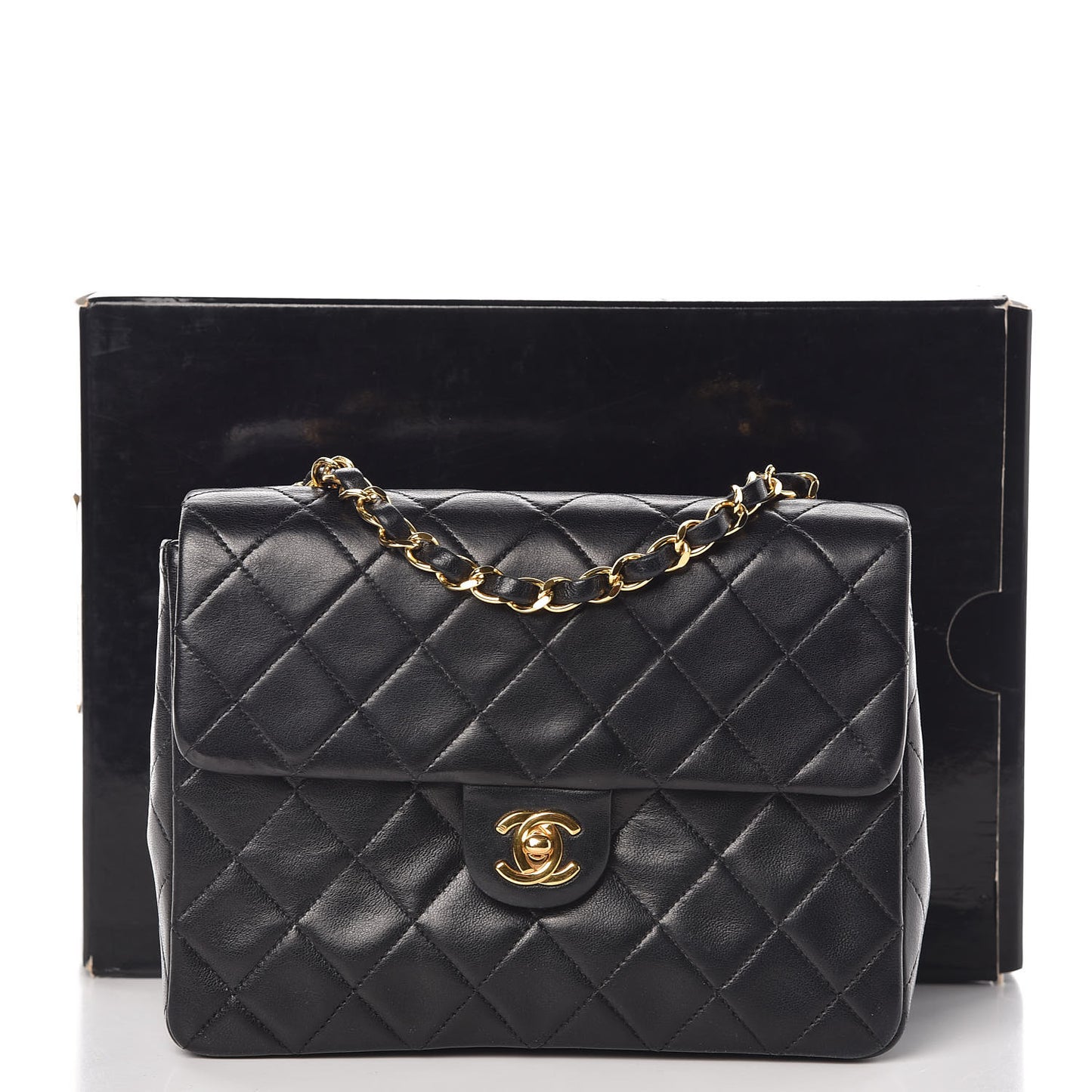 Lambskin Mini Square Flap Black