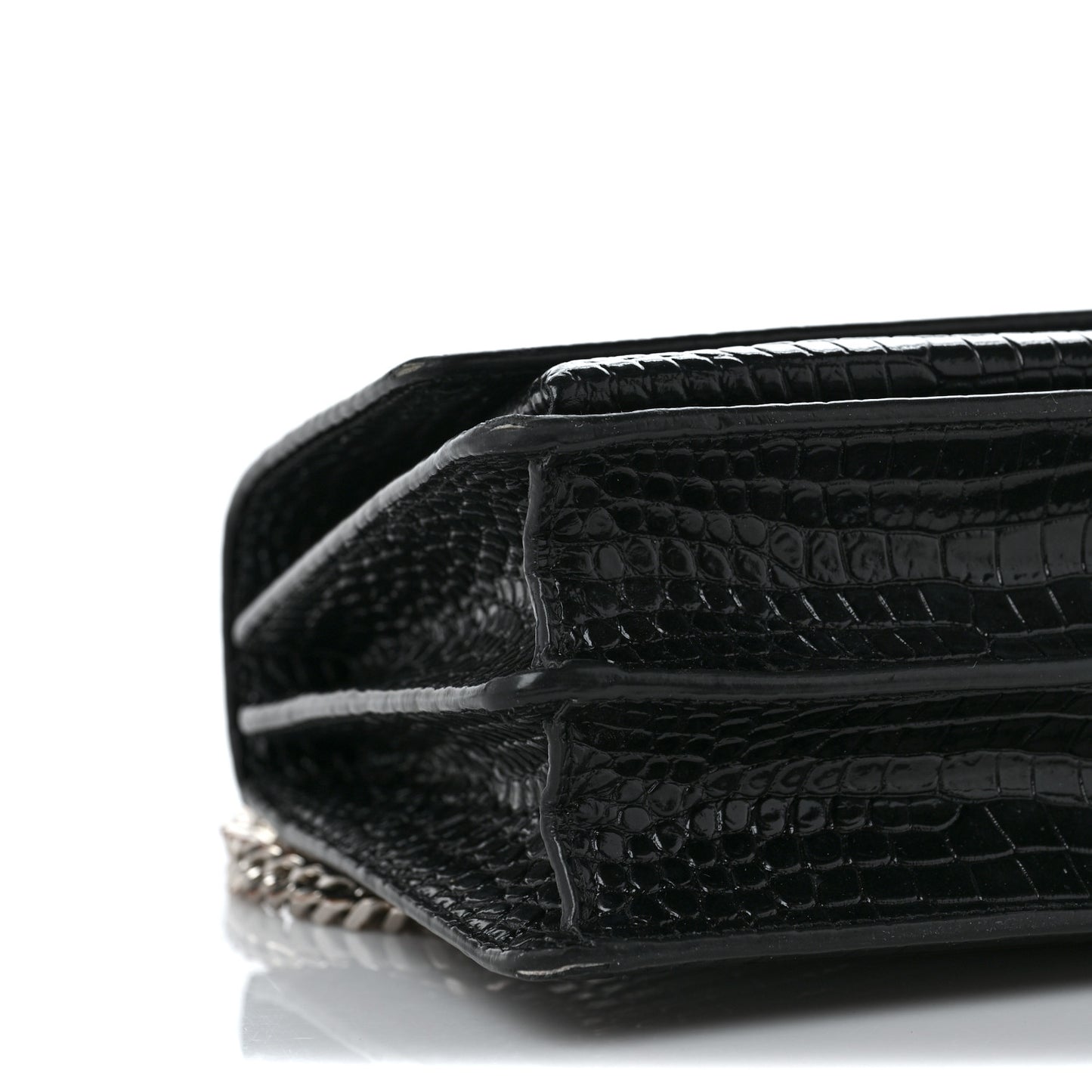 Calfskin Crocodile Embossed Medium Monogram Sunset Black