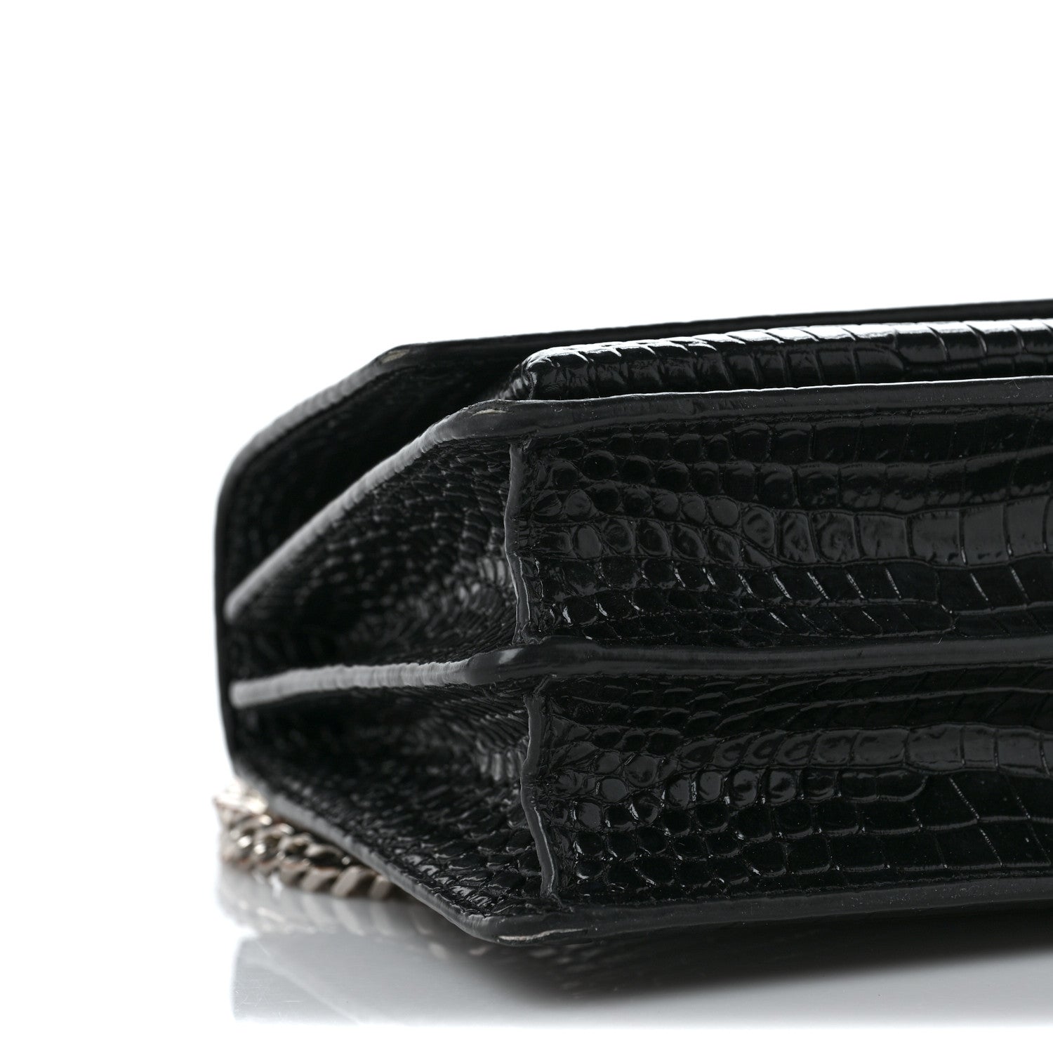 Saint Laurent Calfskin Crocodile Embossed Medium Monogram Sunset Black 7 of 10