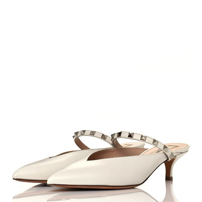 Valentino Garavani Nappa Rockstud Hype Low Heel Mules 39 Ivory 3 of 9