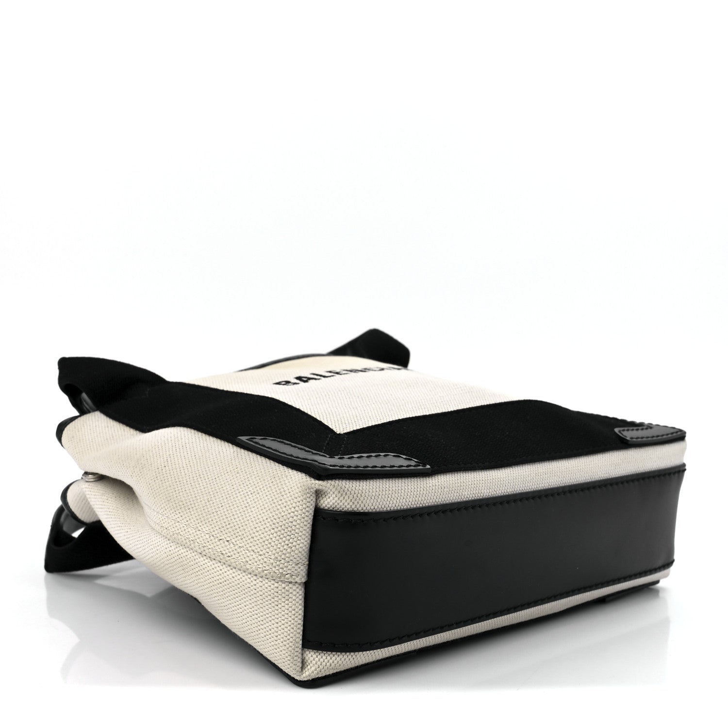 Balenciaga Cotton Canvas Calfskin Navy Cabas XS Natural Black 5 of 12