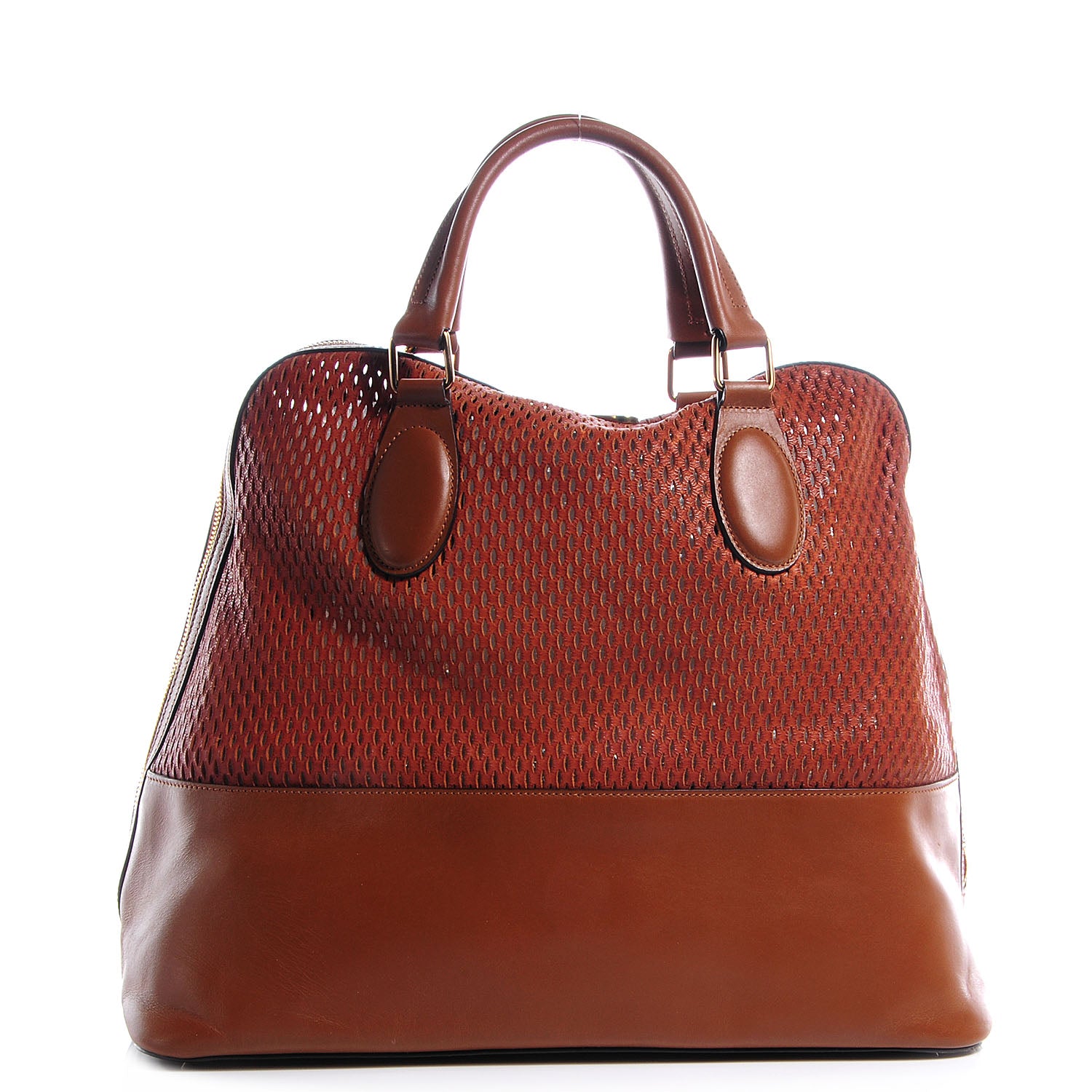 Chloe Lambskin Perforated Charlie Tote Caramel 1 of 8