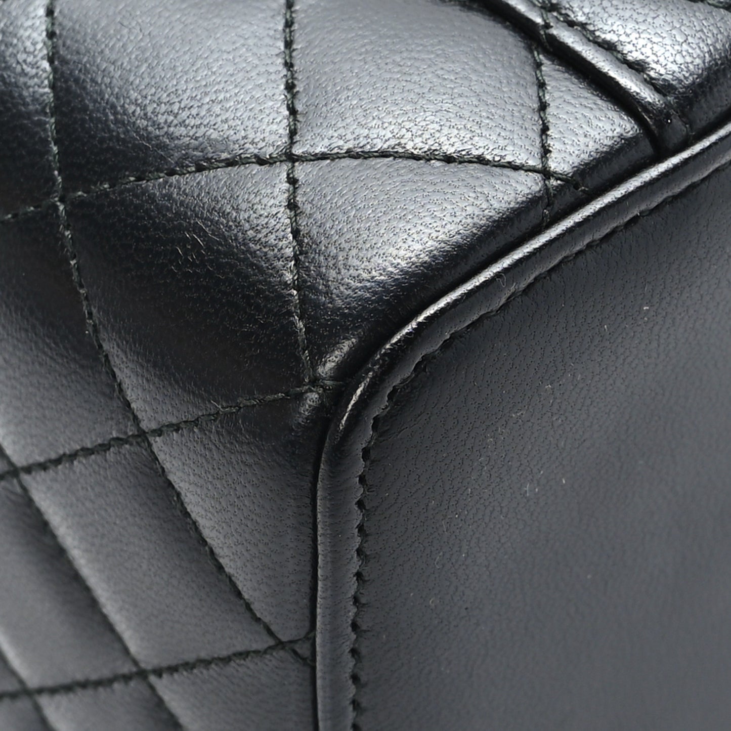 Lambskin Quilted Top Handle Jewelry Case Black