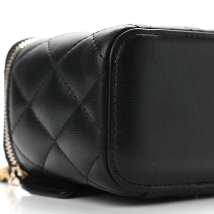 Chanel Lambskin Quilted Top Handle Mini Vanity Case With Chain Black 8 of 11