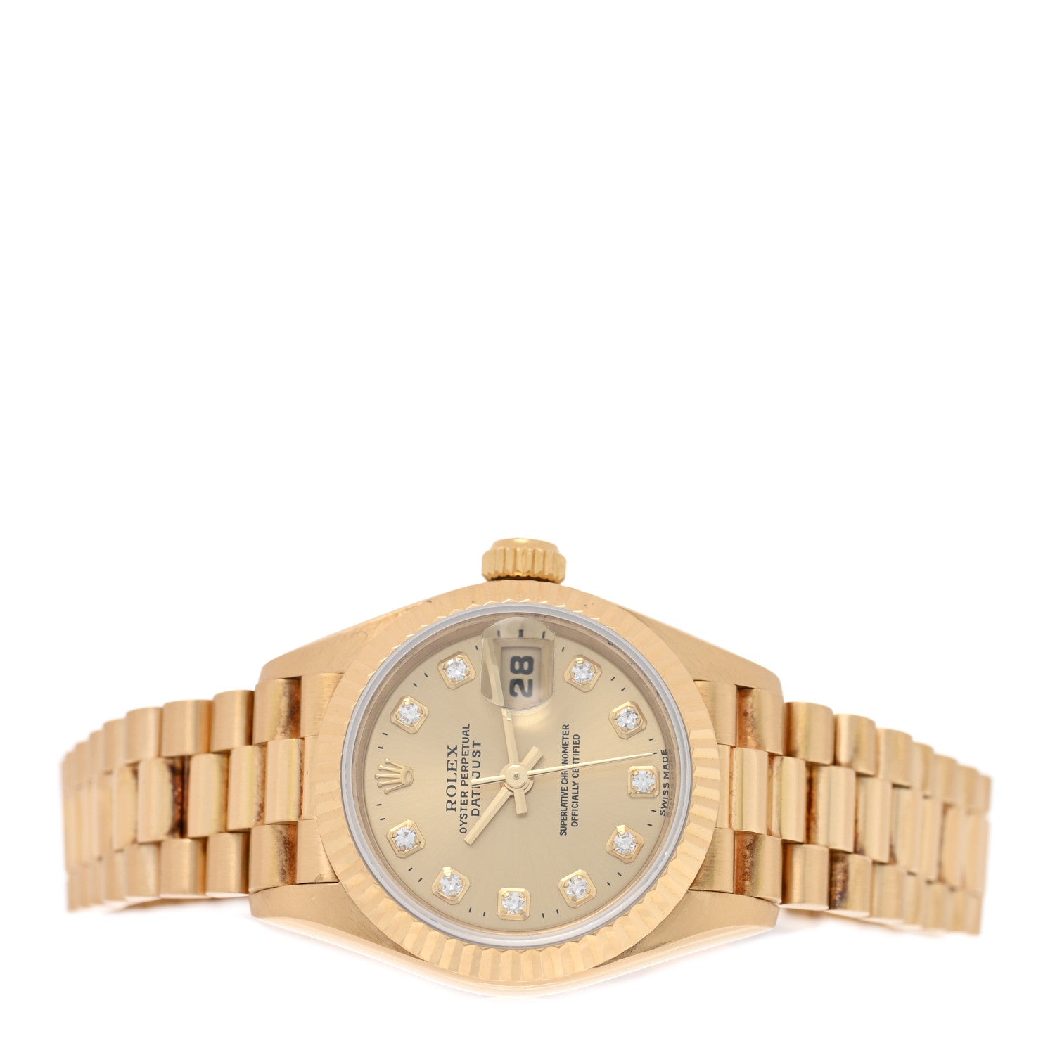 Rolex 18K Yellow Gold Diamond 26mm Datejust President Watch Champagne 69178 2 of 4