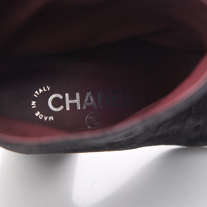 Chanel Suede Calfskin CC Short Boots 35.5 Black 10 of 11