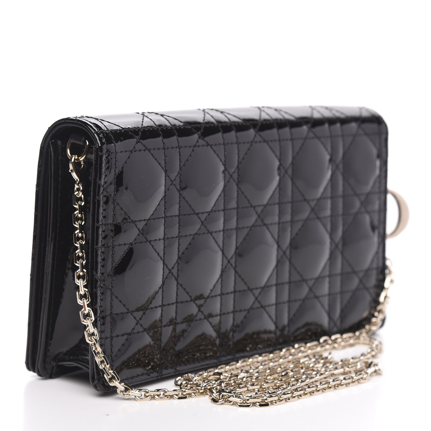 Christian Dior Patent Cannage Lady Dior Clutch Black 3 of 11